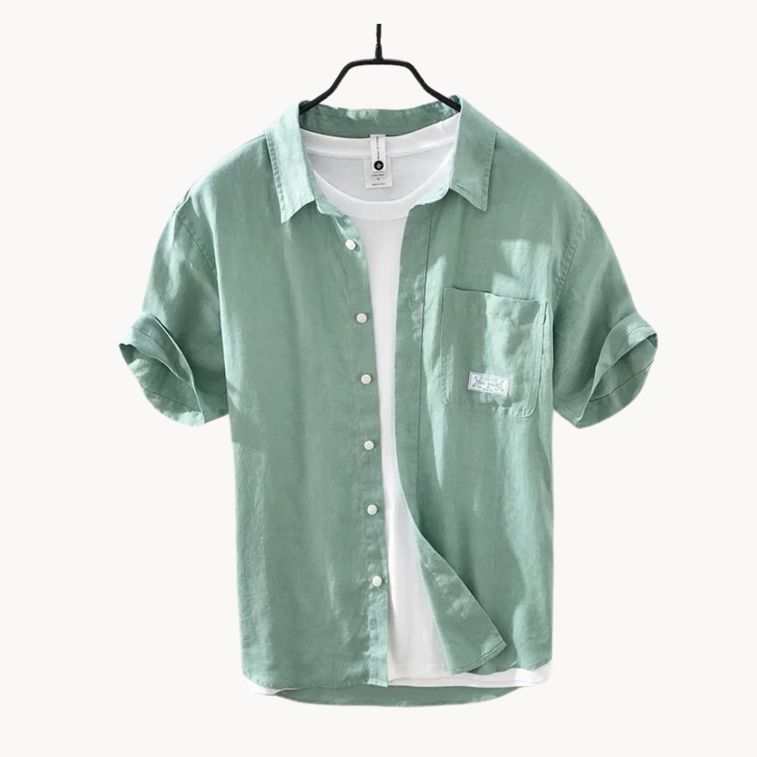 Camisa Silvio de lino de manga corta