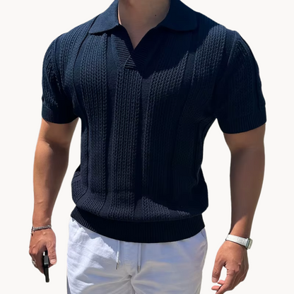 Camisa de Malla con Cuello Abierto Aurel