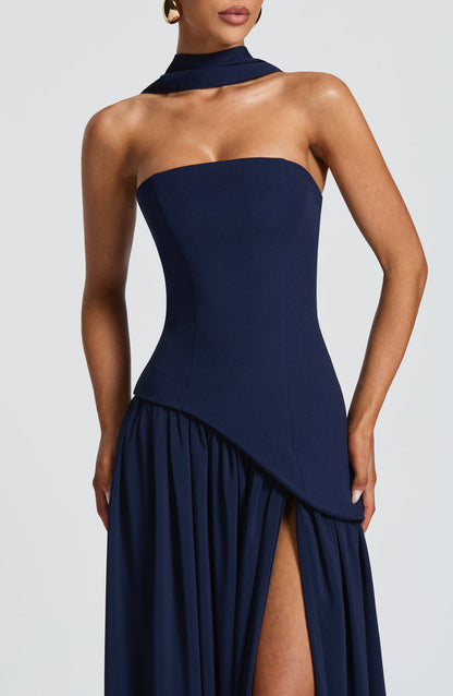 Aria – Sculpted Strapless Flow Maxi Dress
