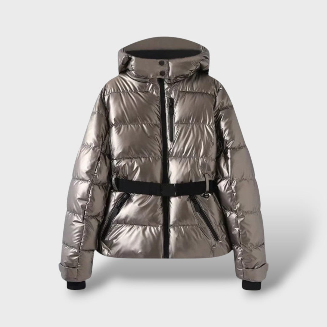 Chaqueta Acolchada con Cinturón Impermeable