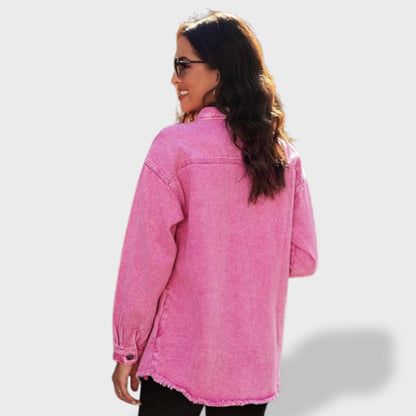 María Chaqueta vaquera oversize para mujer con botones y bolsillos