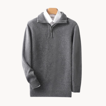Suéter de Merino con Cuello Medio Cierre