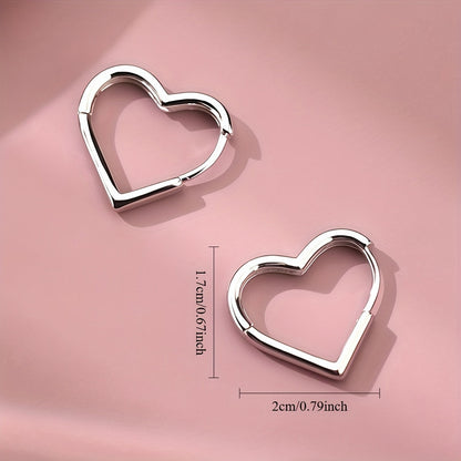 Pendientes dorados de acero inoxidable con forma de corazón