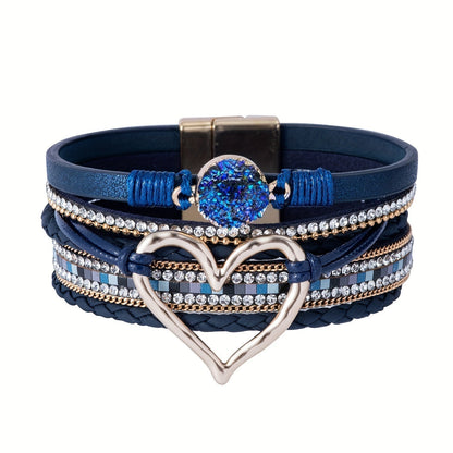 Pulsera de cuero multicapa boho