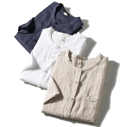 Camisa Creta de Lino Manga Corta