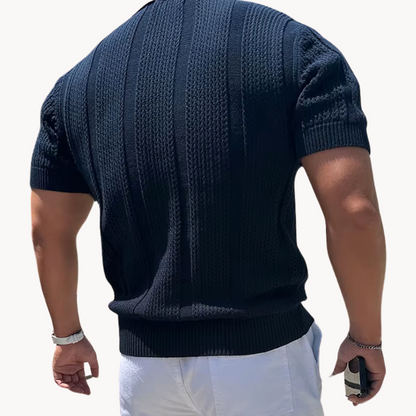 Camisa de Malla con Cuello Abierto Aurel