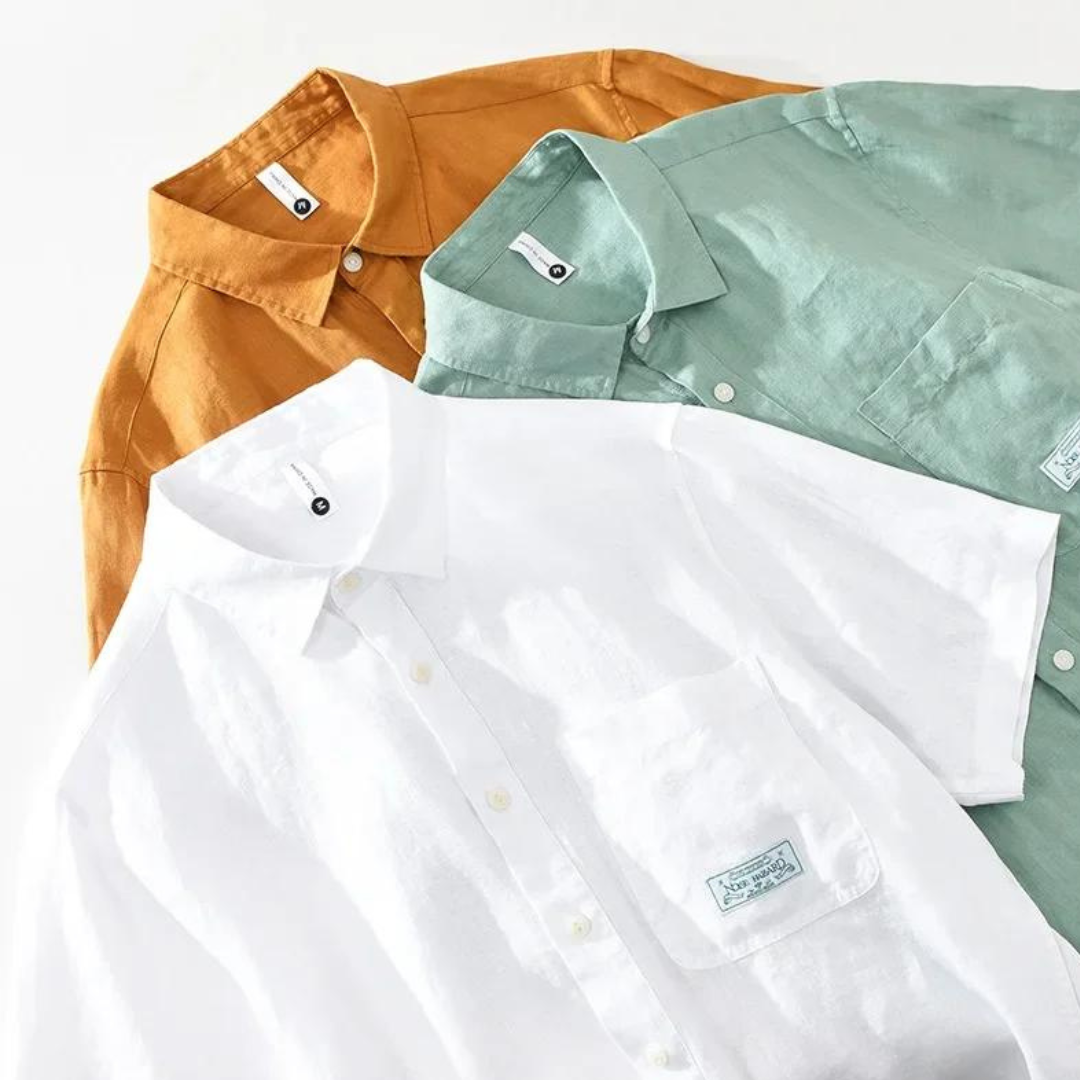 Camisa Silvio de lino de manga corta