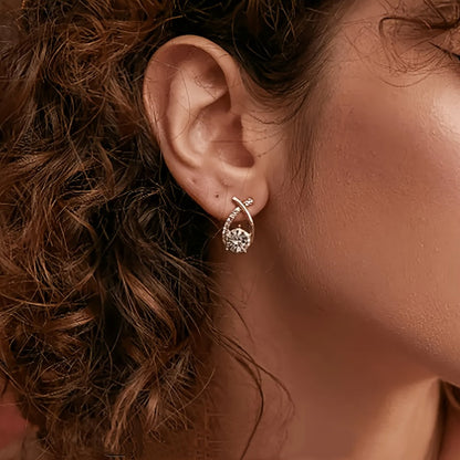 Pendientes con cruz de oro y circonita