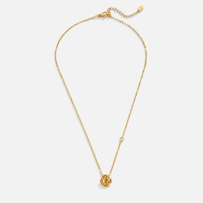 Collar con colgante de rosa dorada