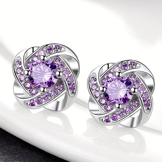 Pendientes de trébol morado
