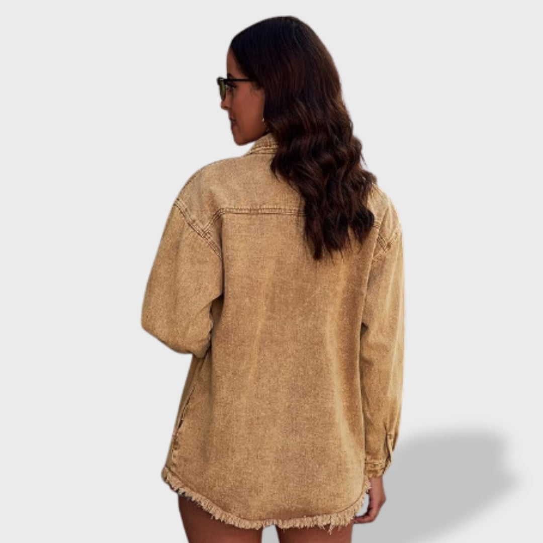 María Chaqueta vaquera oversize para mujer con botones y bolsillos