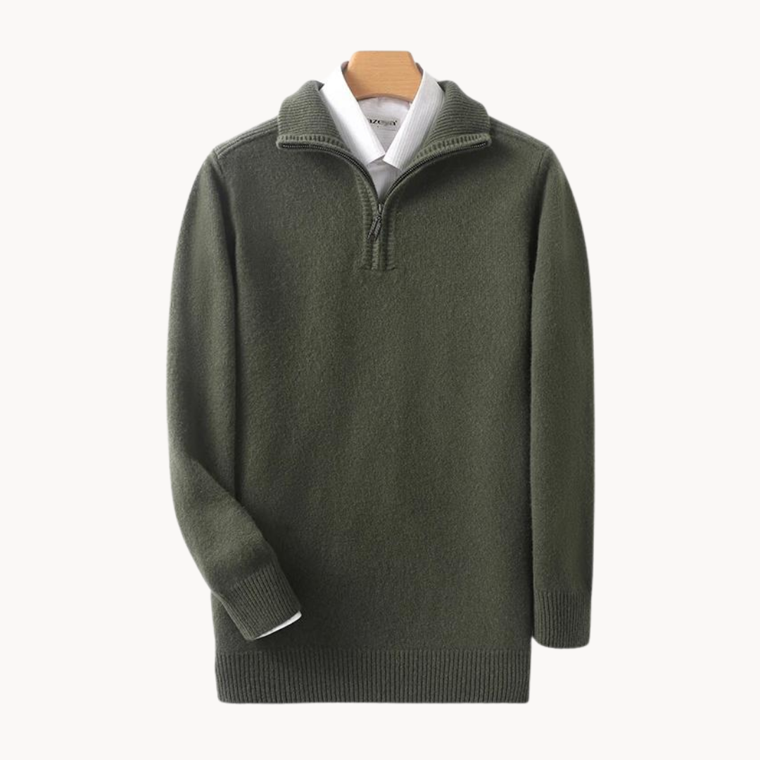 Suéter de Merino con Cuello Medio Cierre