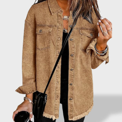 María Chaqueta vaquera oversize para mujer con botones y bolsillos