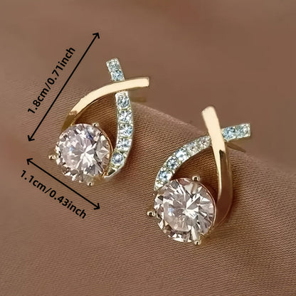 Pendientes con cruz de oro y circonita