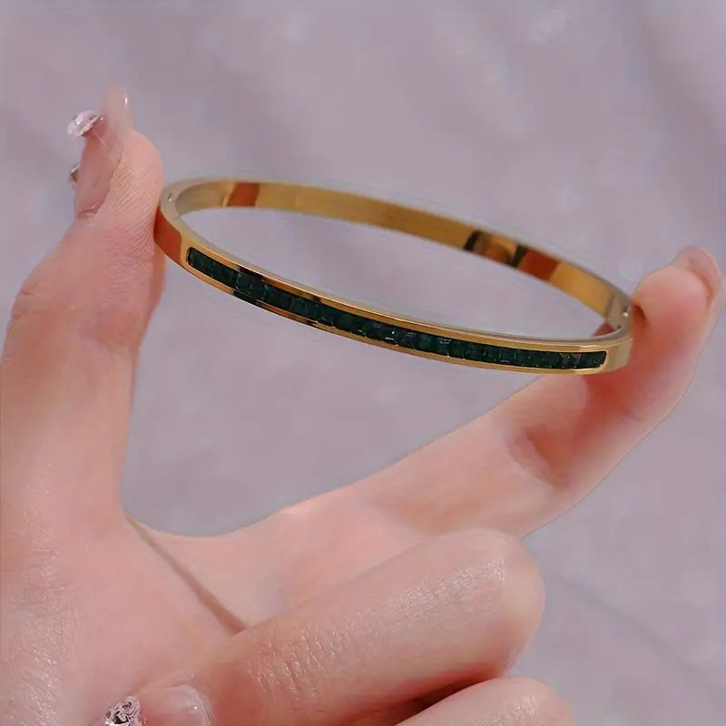 Pulsera dorada verde