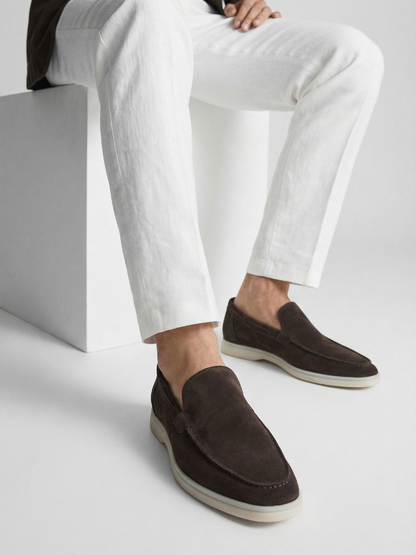 Mocasines de Ante Premium Gris Cálido | Luna Bellucci