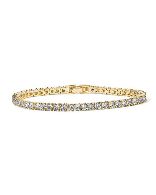 Pulsera tennis de oro con cristales brillantes