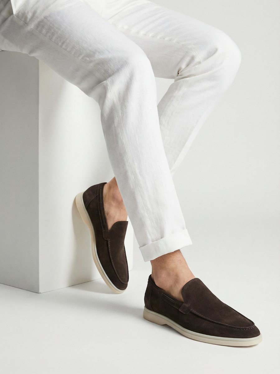 Mocasines de Ante Premium Gris Cálido | Luna Bellucci