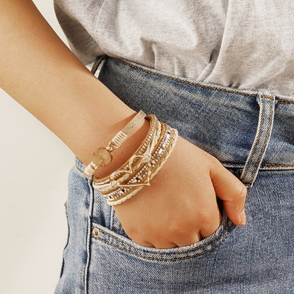 Pulsera de cuero multicapa boho