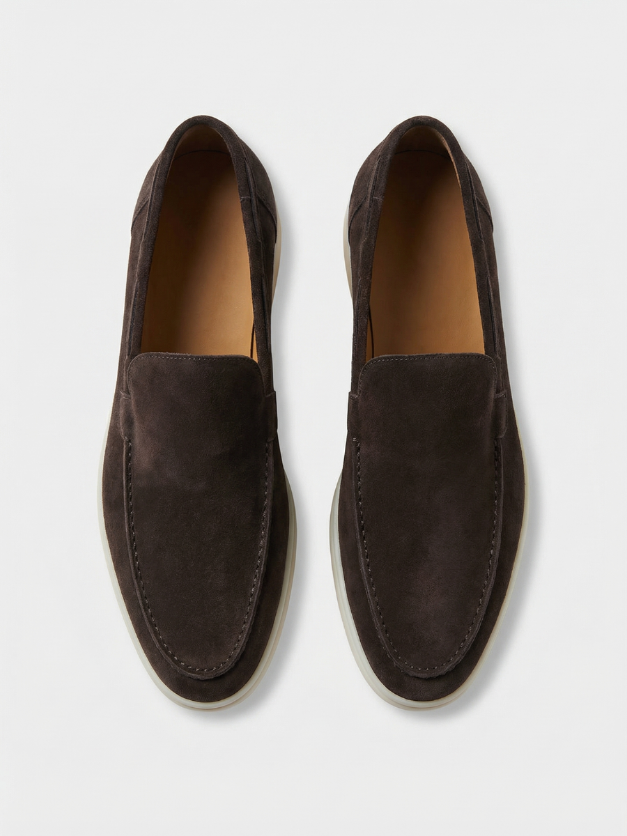 Mocasines de Ante Premium Gris Cálido | Luna Bellucci
