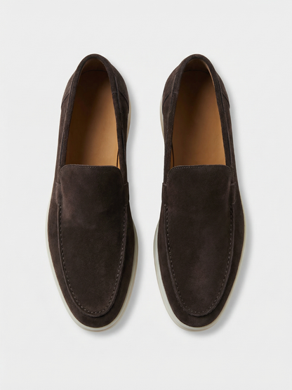 Mocasines de Ante Premium Gris Cálido | Luna Bellucci