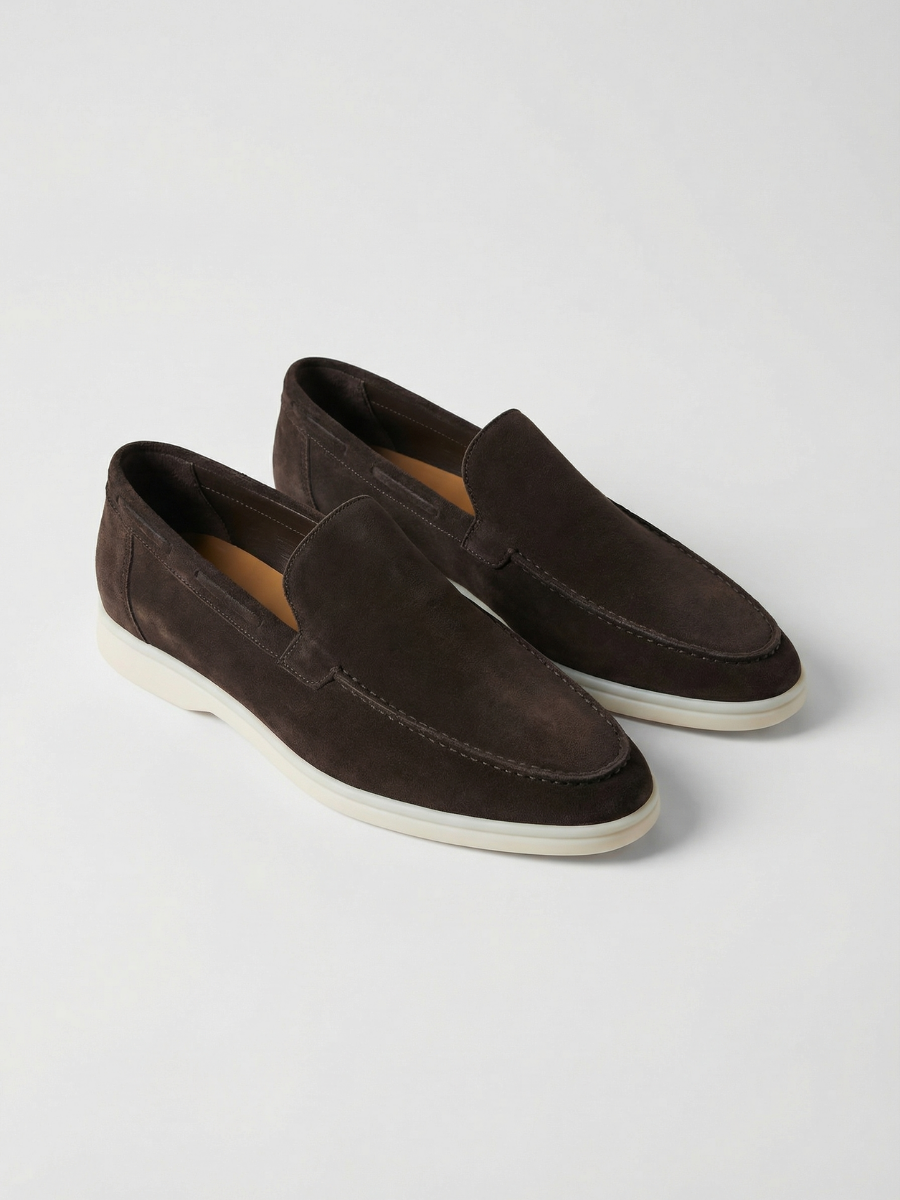 Mocasines de Ante Premium Gris Cálido | Luna Bellucci