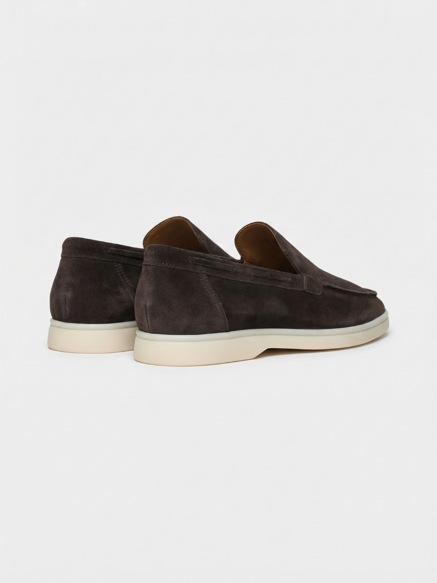 Mocasines de Ante Premium Gris Cálido | Luna Bellucci