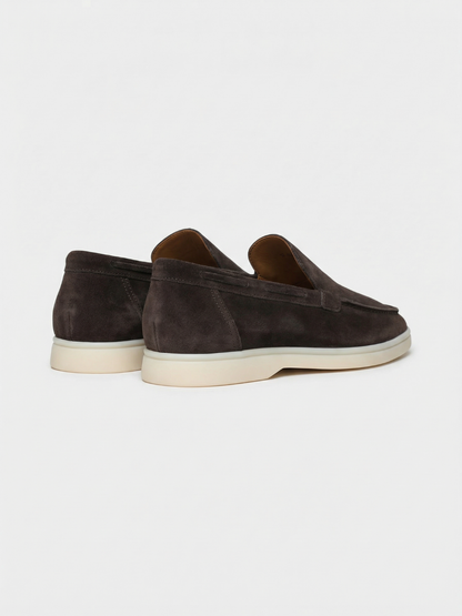 Mocasines de Ante Premium Gris Cálido | Luna Bellucci