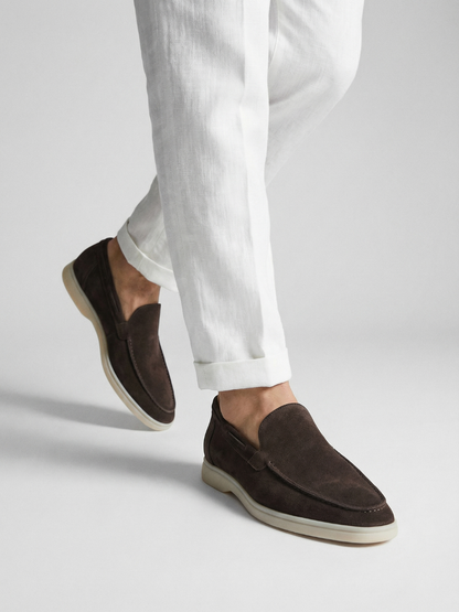 Mocasines de Ante Premium Gris Cálido | Luna Bellucci