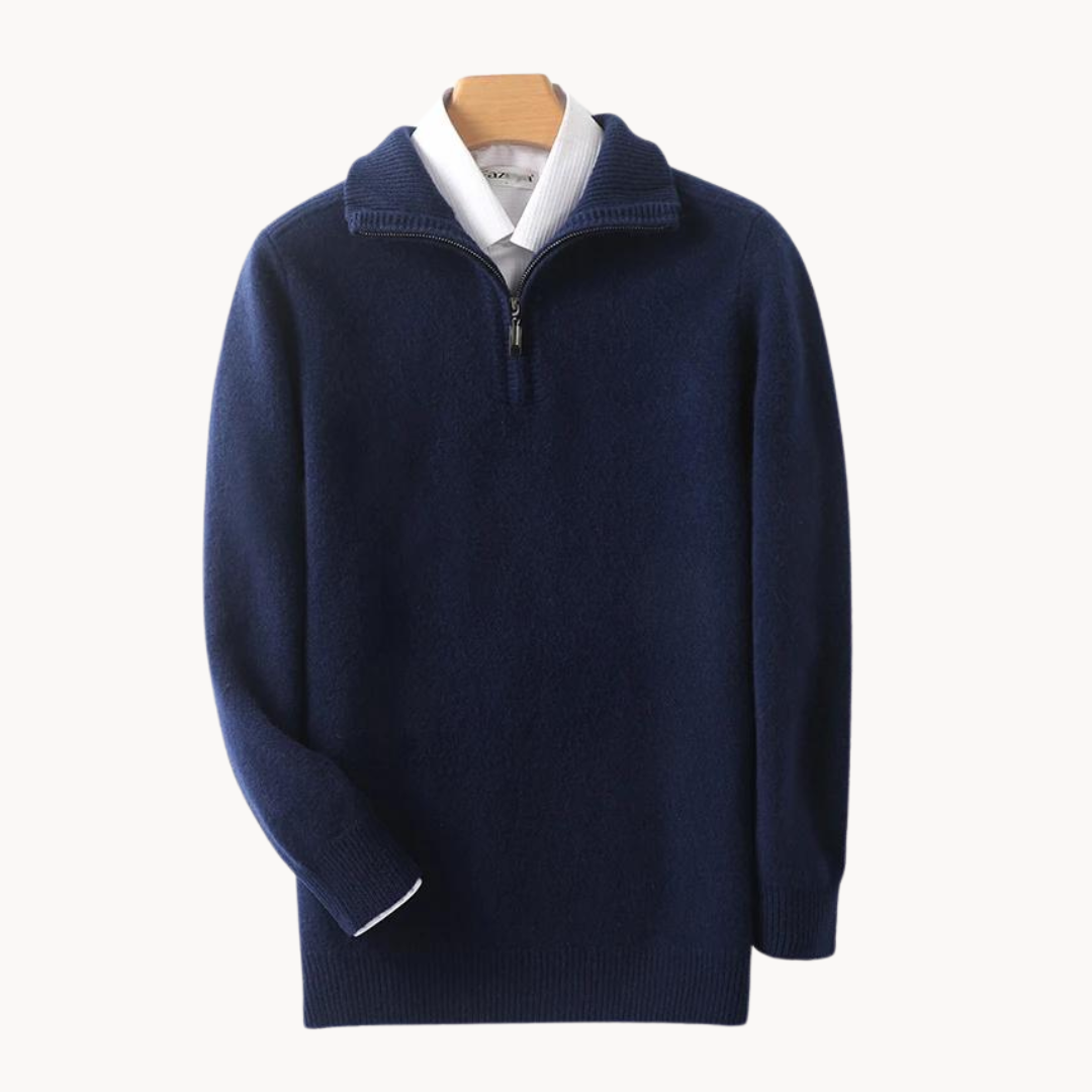 Suéter de Merino con Cuello Medio Cierre