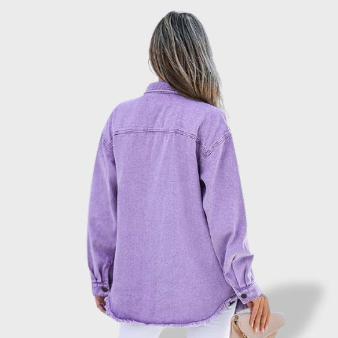 María Chaqueta vaquera oversize para mujer con botones y bolsillos