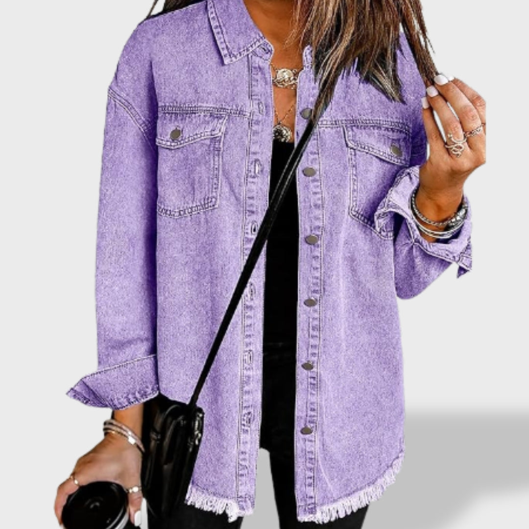 María Chaqueta vaquera oversize para mujer con botones y bolsillos