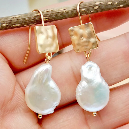 Pendientes chic con perlas de agua dulce