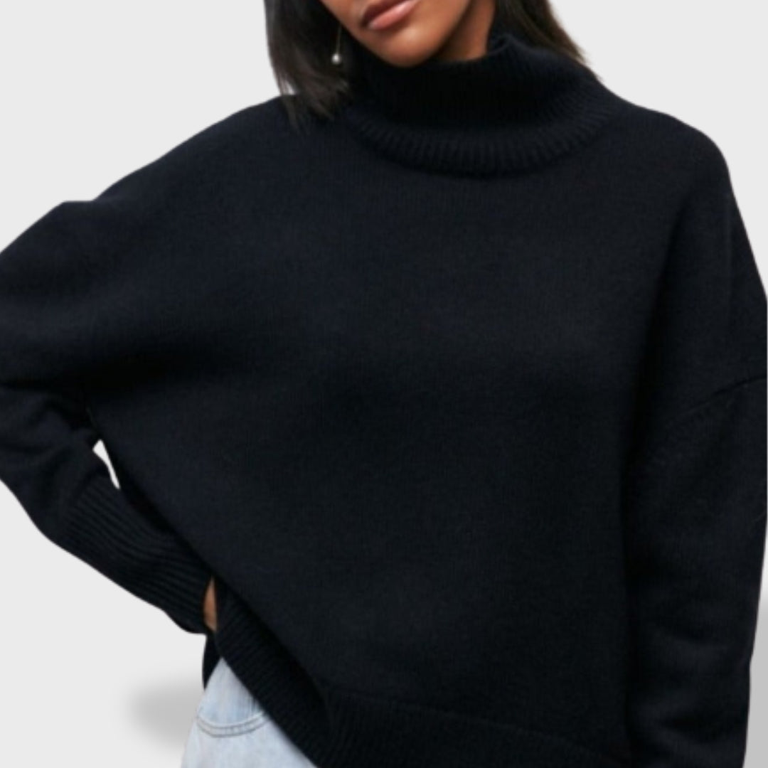 Isabel | Jersey básico de cuello cisne para mujer, suave y versátil.