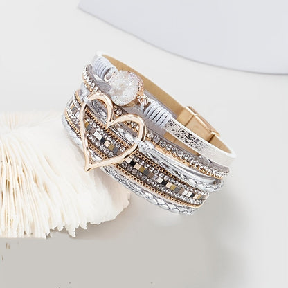 Pulsera de cuero multicapa boho