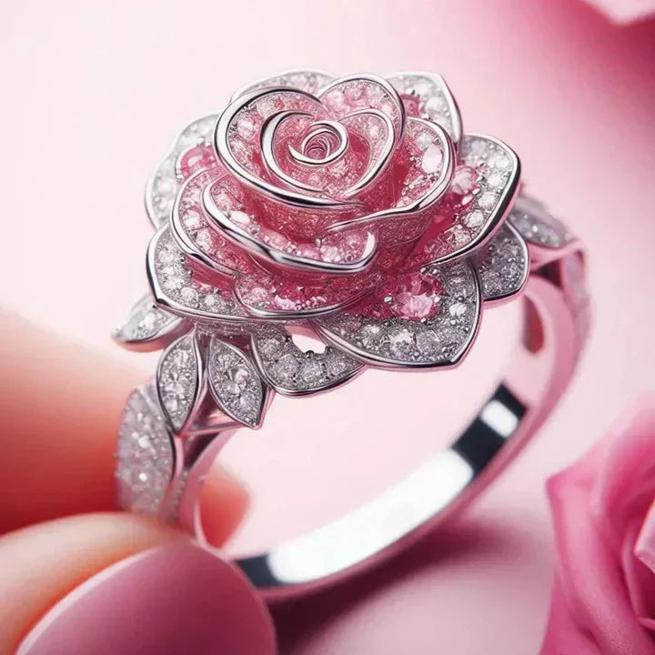 Anillo exótico floral de plata
