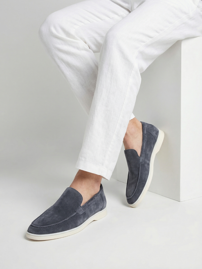 Mocasines de Ante Premium Azul Acero | Luna Bellucci