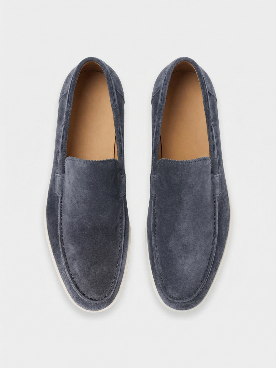 Mocasines de Ante Premium Azul Acero | Luna Bellucci