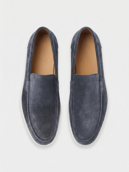 Mocasines de Ante Premium Azul Acero | Luna Bellucci