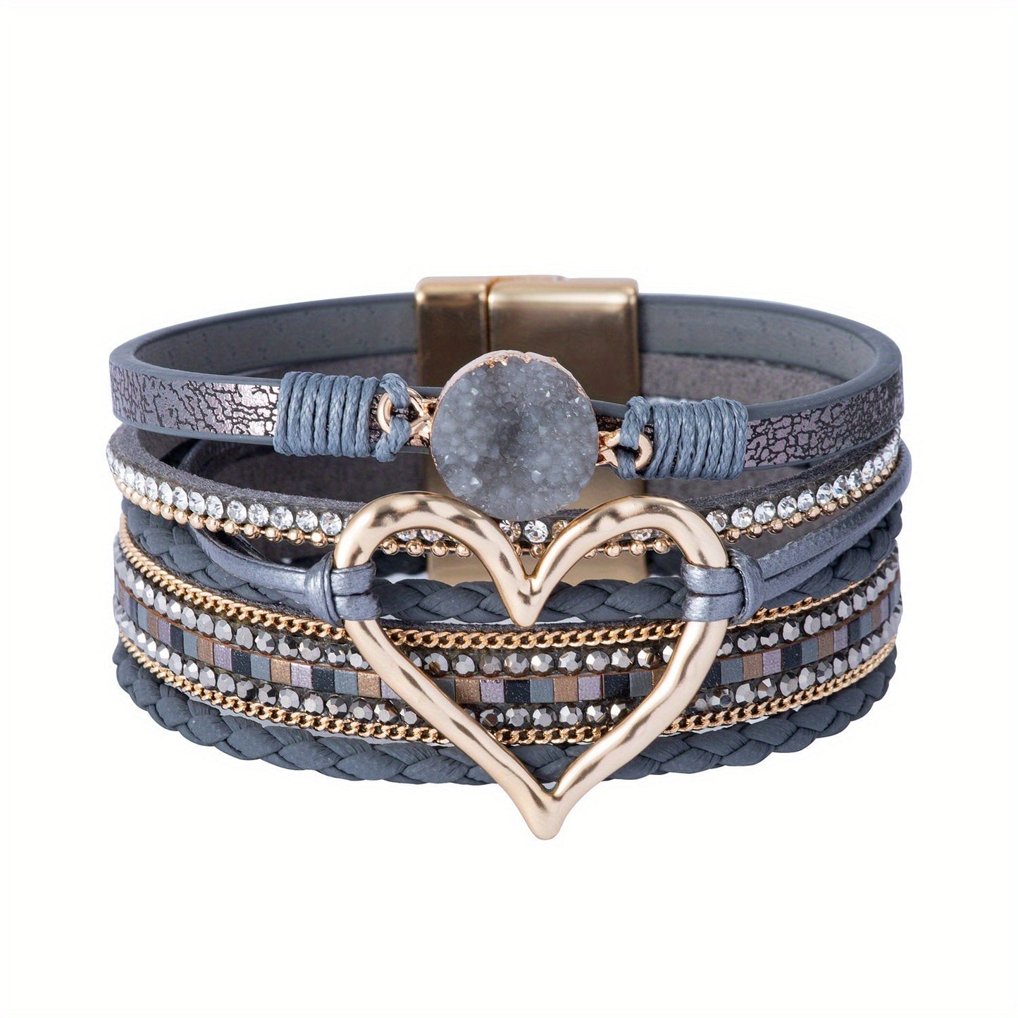 Pulsera de cuero multicapa boho