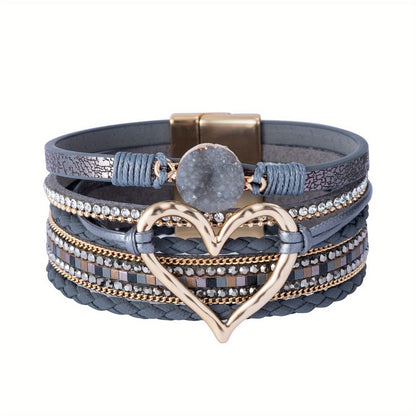 Pulsera de cuero multicapa boho