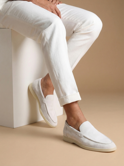 Mocasines de Ante Premium Blanco | Luna Bellucci