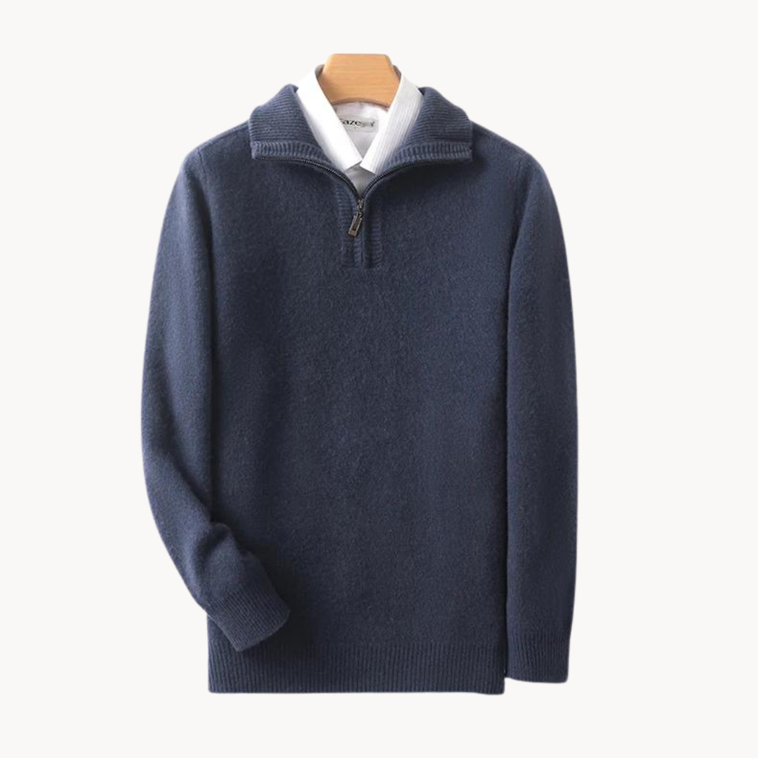 Suéter de Merino con Cuello Medio Cierre