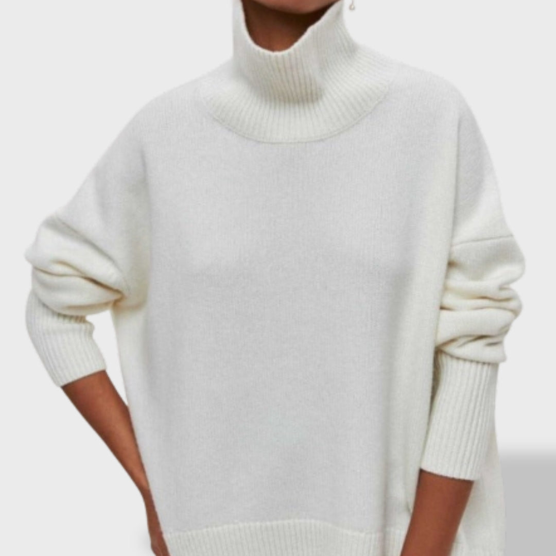 Isabel | Jersey básico de cuello cisne para mujer, suave y versátil.