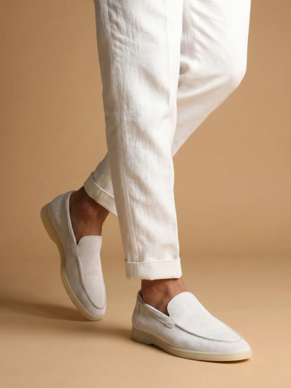 Mocasines de Ante Premium Blanco | Luna Bellucci