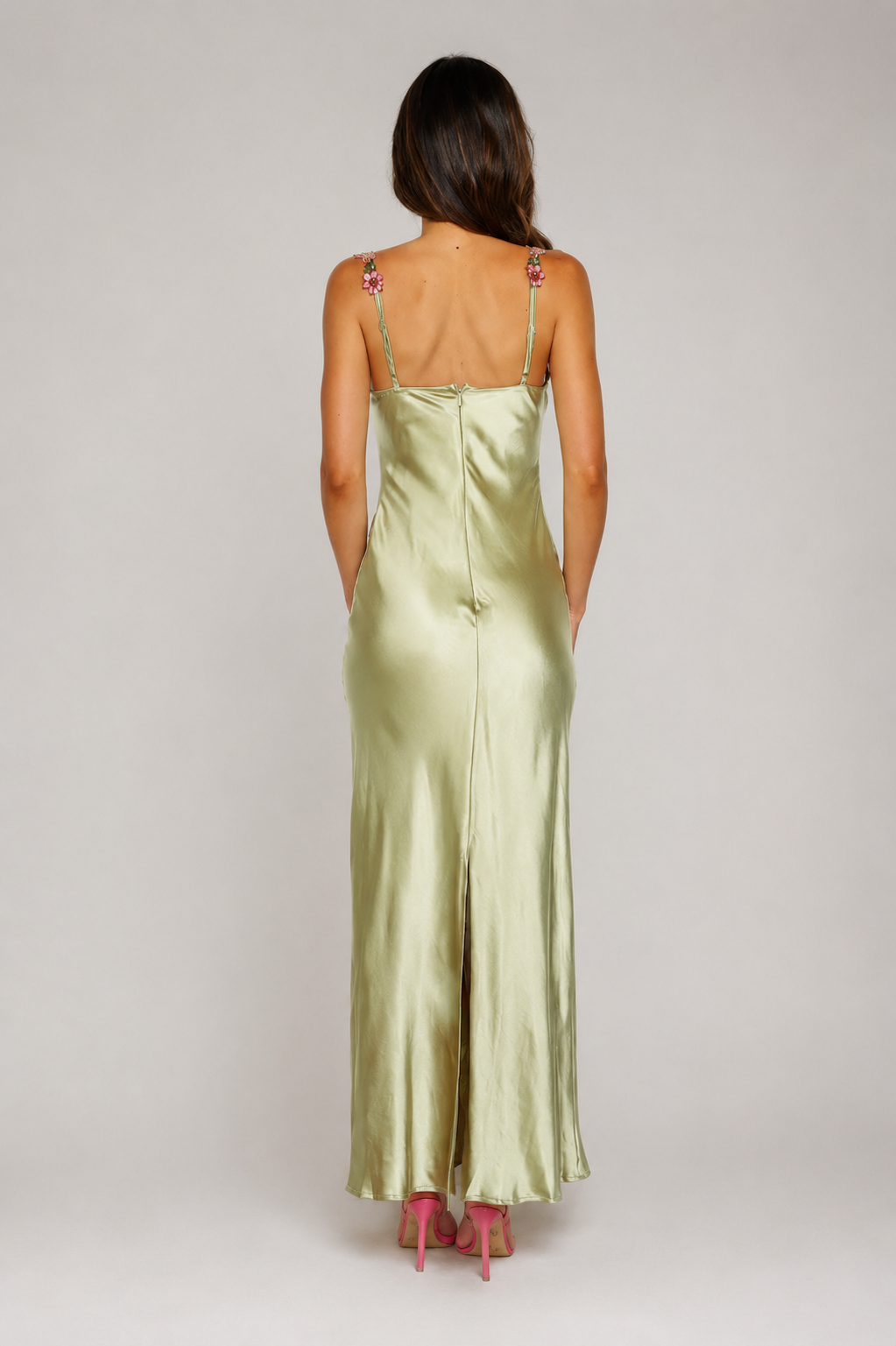 Vestido Largo Bordado Floral Elegante