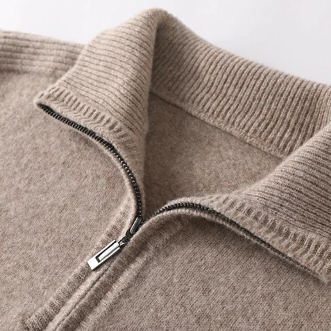Suéter de Merino con Cuello Medio Cierre