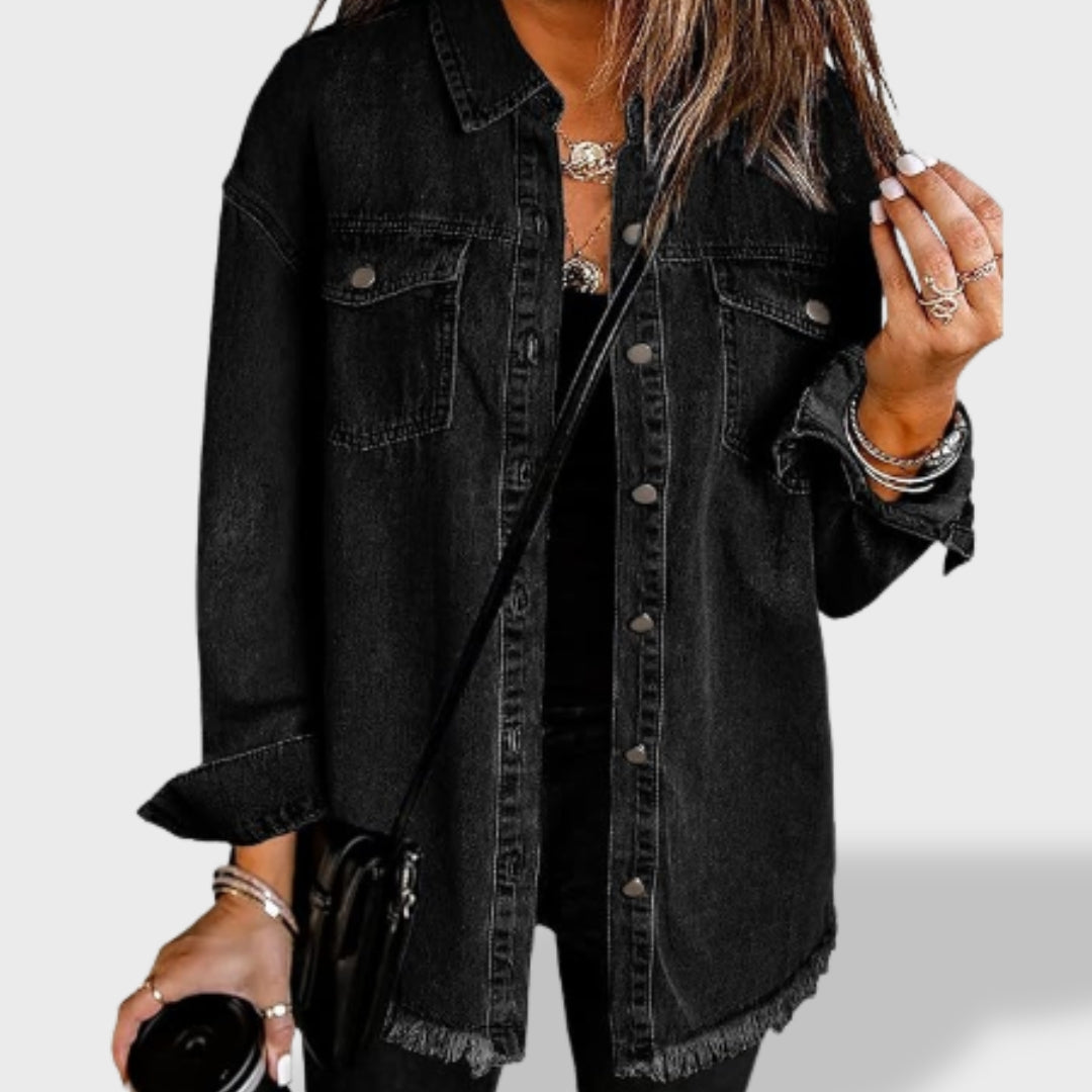 María Chaqueta vaquera oversize para mujer con botones y bolsillos