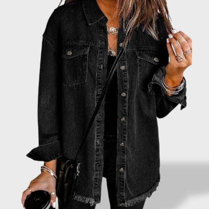 María Chaqueta vaquera oversize para mujer con botones y bolsillos