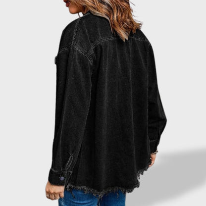María Chaqueta vaquera oversize para mujer con botones y bolsillos